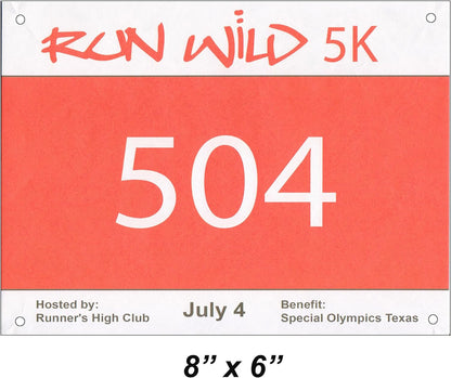 Array Stars Custom Race Bibs Personalized Full Color Printed Race Numbers, Running Bibs