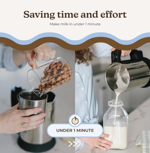 Almond Cow Nut Milk Maker Machine, Plant Based Maker for Homemade Almond, Oat, Cashew Nut Milks & More, Stainless Steel Food Machines, 5 6 Cups Per Batch, 120V: Home & Kitchen
