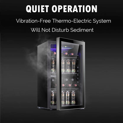 Antarctic Star 36 Bottle Wine Cooler/Cabinet BeverageRefrigerator Small Mini Wine Cellar Beer Soda Bar Fridge Quiet Operation Compressor Adjust Temperature Freestanding Black, 4.4 Cu. ft