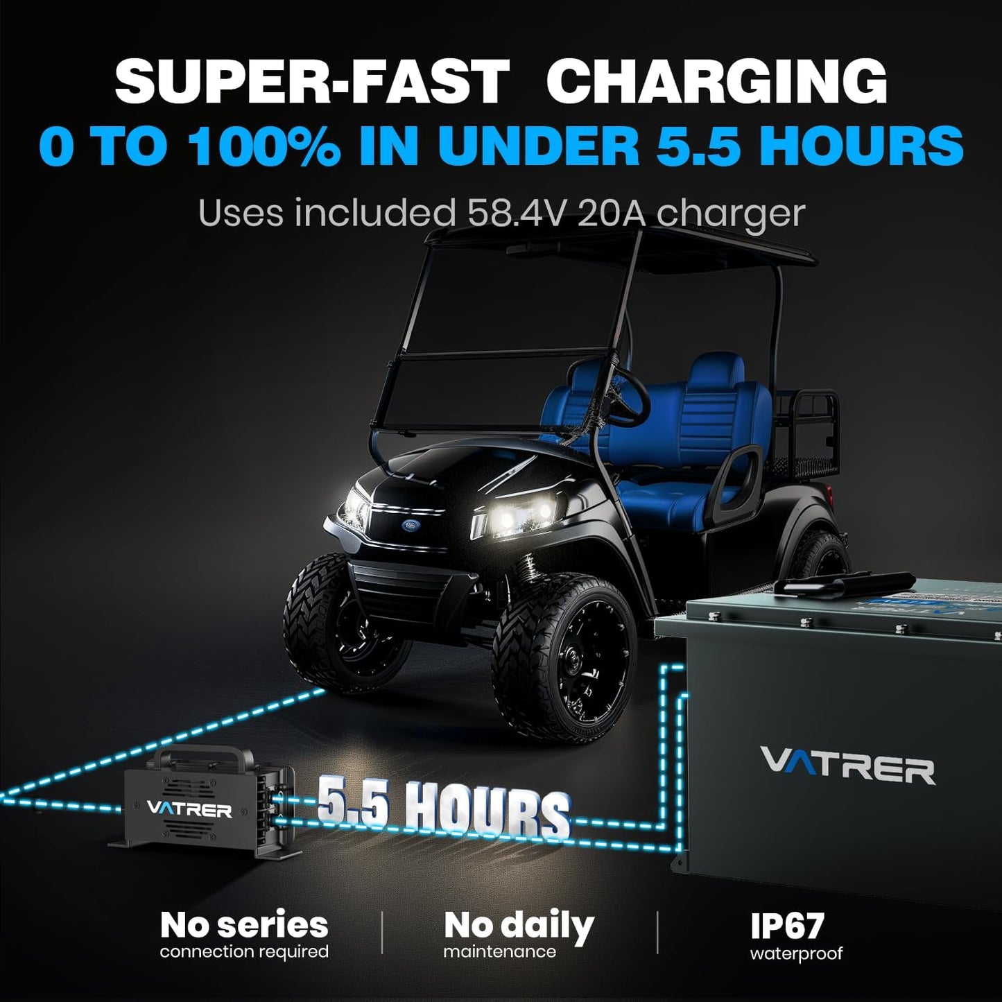48V 105Ah Lithium Battery, Smart BMS, Touch Monitor, APP