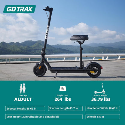Adult Electric Scooter, 8.5 Inch Pneumatic Tires, Max Range 14/18 Miles, Max Speed 15.5/18 MPH, Powered by 300 Watt Motor, with Cruise Control Adult Folding Electric Scooter