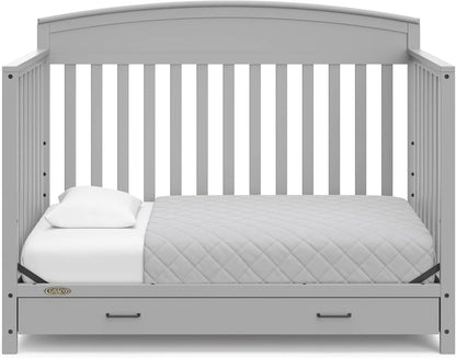 5-in-1 Convertible Baby Bed (with drawers, white) - Green Guardian Gold Certification, built-in baby bed storage drawer, convertible to toddler bed, day bed and full-size bed