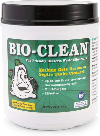 Bio-Clean natural drain cleaner, suitable for septic tanks and grease traps, environmentally friendly