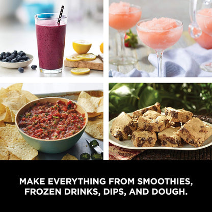 Mega Kitchen System, 1500W, 4 Functions for Smoothies, Processing, Dough, Drinks & More, with 72-oz.* Blender Pitcher, 64-oz. Processor Bowl, (2) 16-oz. To-Go Cups & (2) Lids, Black