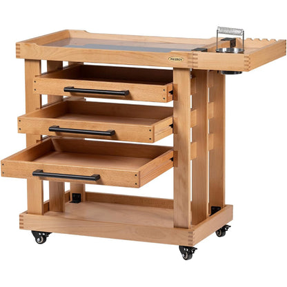 MEEDEN 5-Tier Art Supplies Storage Cart, Beech Wood, 3 Drawers
