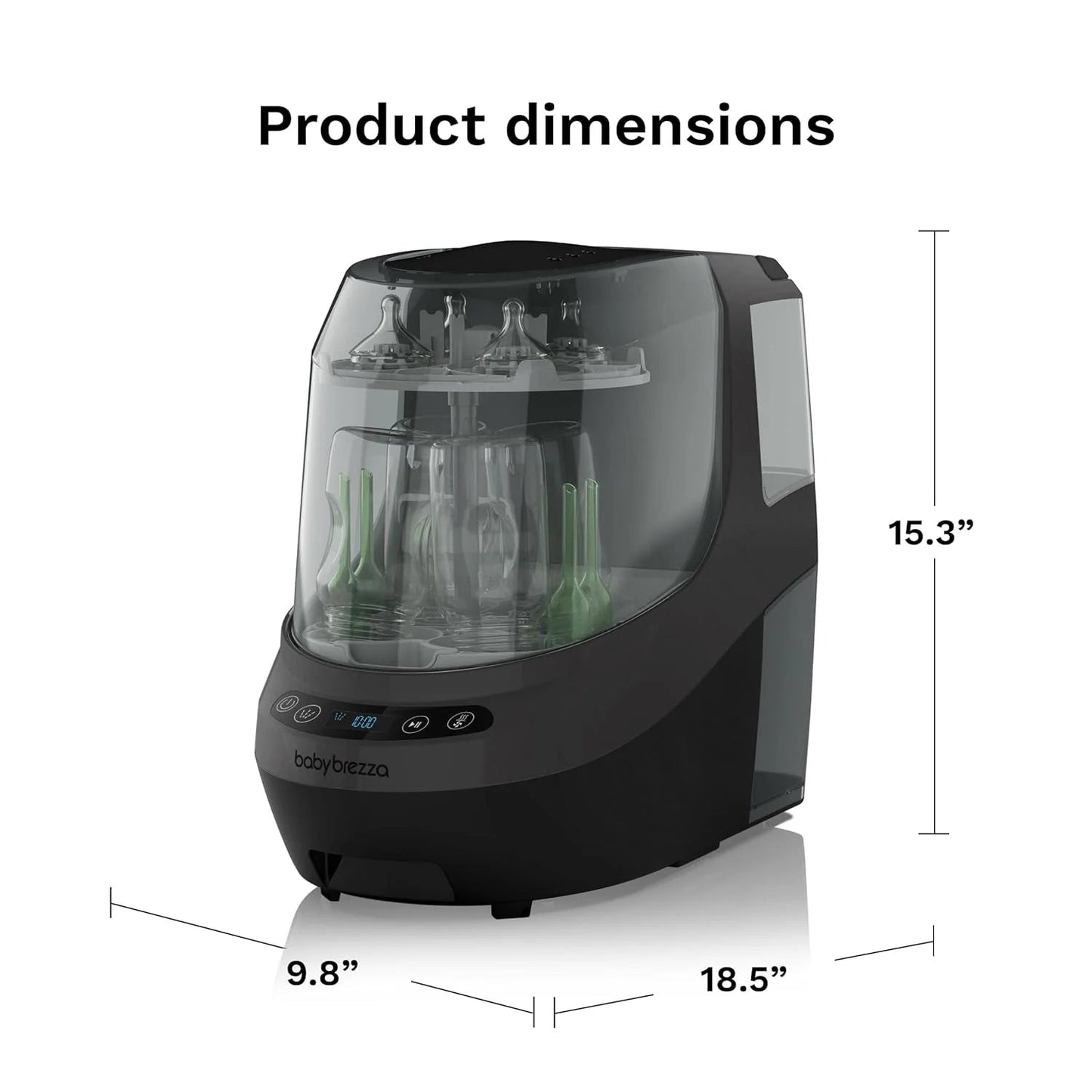 Baby Bottle Washer Pro - Baby Bottle Washer, Sterilizer + Dryer - All in One Machine Cleans Bottles, Pump Parts, & Sippy Cups - Replaces Hand Washing, Bottle Brushes and Drying Racks-Brezza