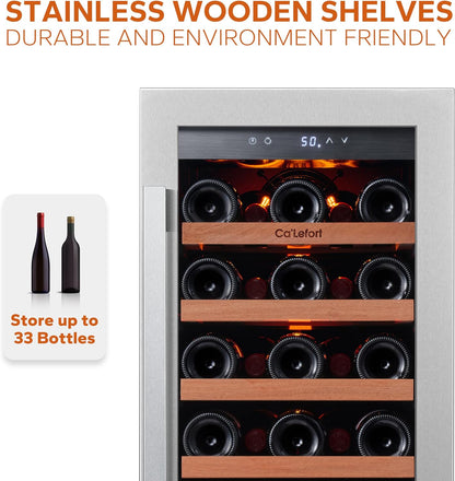 24'' Wine Cooler Refrigerator - 46 Bottle Wine Fridge Dual Zone with Modern Touch Intelligent Digital 40°-65°F Low Noise, Built in or Freestanding Wine Cooler for Home and Kitchen