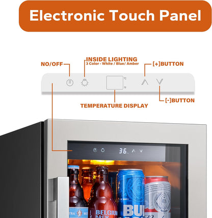 24'' Wine Cooler Refrigerator - 46 Bottle Wine Fridge Dual Zone with Modern Touch Intelligent Digital 40°-65°F Low Noise, Built in or Freestanding Wine Cooler for Home and Kitchen