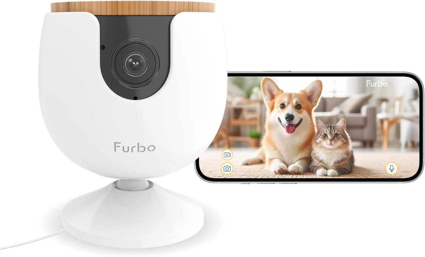 360° Cat Camera: See Your Cat from Anywhere | Rotating 360° Cat Tracking, Treat Toss, Color HD Night Vision, 2-Way Audio, Real-Time Notifications, Designed for Cats | Pet Camera w/Phone App