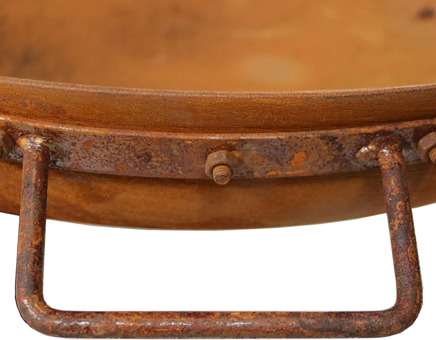 34-Inch Rustic Cast Iron Outdoor Raised Fire Pit Bowl with Handles - Oxidized Finish