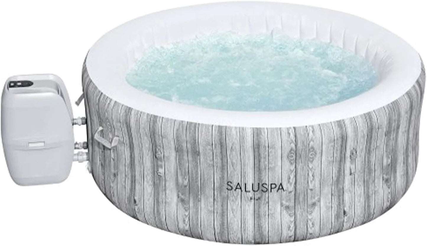 Bestway SaluSpa Fiji AirJet Large Round 2 to 4 Person Inflatable Hot Tub Portable Outdoor Spa with 120 AirJets and EnergySense Cover, Grey
