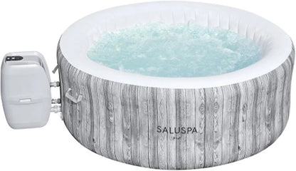 Bestway SaluSpa Fiji AirJet Large Round 2 to 4 Person Inflatable Hot Tub Portable Outdoor Spa with 120 AirJets and EnergySense Cover, Grey