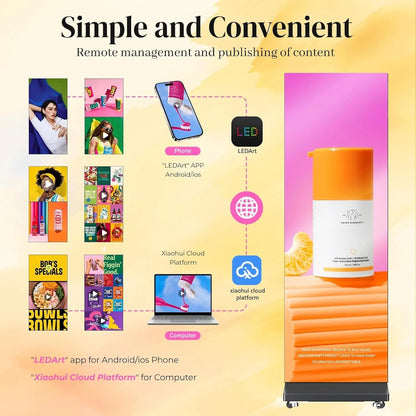 80" P1.86 Flexible Spliceable LED Poster Display – USB Plug-and-Play, Mobile & PC Remote Control, Digital Signage Advertising Screen (Silver, 1-Pack)