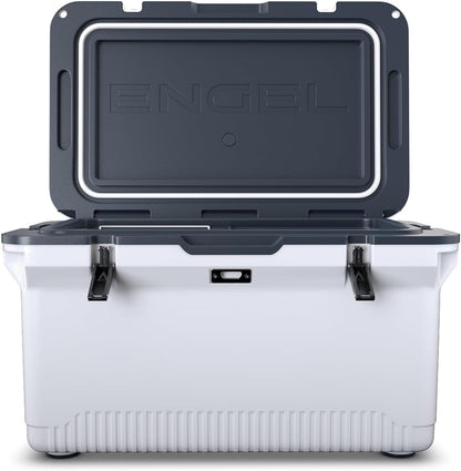 60 QT Ultra-Light Injection Molded Cooler - Ice Chest Keeps Ice up to 7 Days - Large Cooler Includes Wire Basket, Divider and Built-in Bottle Opener