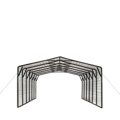 2025 CP2030F 20' x 30' All-Steel Carport Shed With 10' Enclosed Sidewalls