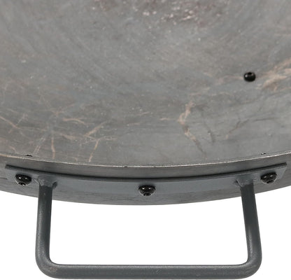 34-Inch Rustic Cast Iron Outdoor Raised Fire Pit Bowl with Handles - Oxidized Finish