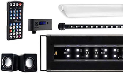 72" Inch Serene Aquarium Visual and Audio Aquatic Experience Kit with LED Aquarium Light, LED Background Light, Frosted Background Film & Speaker for Fish Tank (4028)