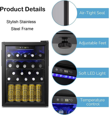 Antarctic Star 36 Bottle Wine Cooler/Cabinet BeverageRefrigerator Small Mini Wine Cellar Beer Soda Bar Fridge Quiet Operation Compressor Adjust Temperature Freestanding Black, 4.4 Cu. ft