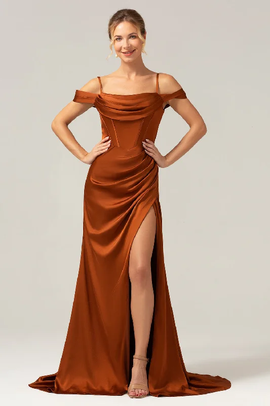 The ultimate destination for women’s clothing Coffee Mermaid Cold Shoulder Ruched Corset Long Bridesmaid Dress with Slit The ultimate destination for women’s clothing Coffee Mermaid Cold Shoulder Ruched Corset Long Bridesmaid Dress with Slit