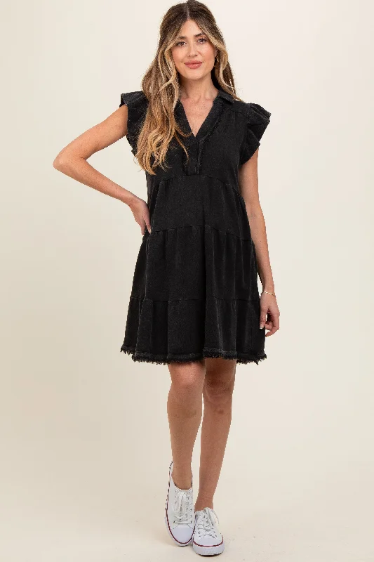 Elevate your look with premium women’s wear Charcoal French Terry Tiered Maternity Dress Elevate your look with premium women’s wear Charcoal French Terry Tiered Maternity Dress