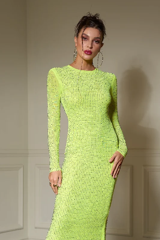 Elegant evening wear for special events   Yolanda Rhinestone Serenade Midi Dress
