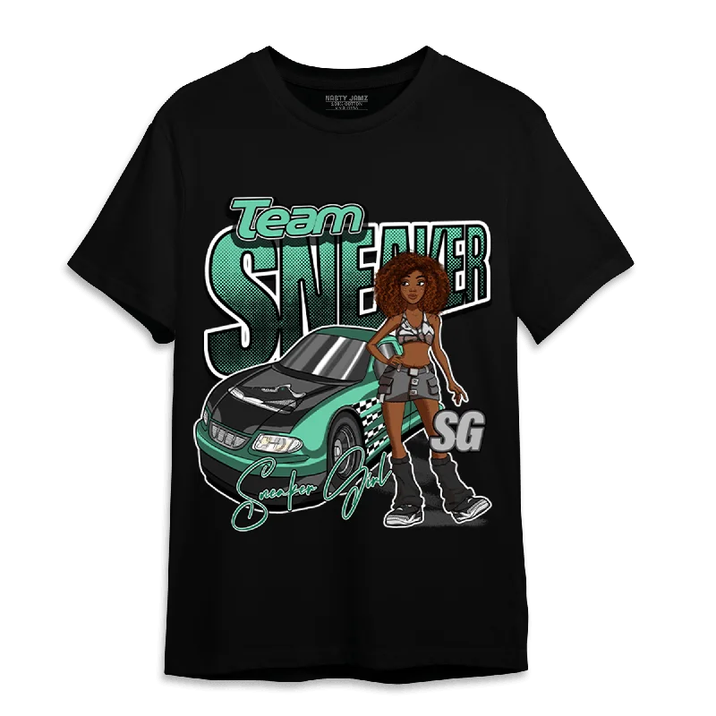 Trendy women’s clothing    NastyJamz Green Glow 3s T Shirt Match Team Sneaker Girl