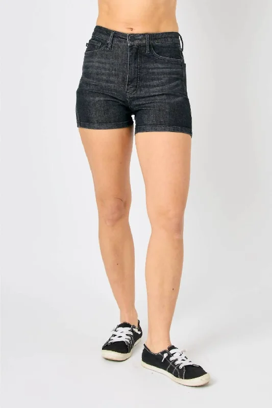 Feminine and fashionable clothing for every wardrobe High Waist Washed Shorts In Black Feminine and fashionable clothing for every wardrobe High Waist Washed Shorts In Black