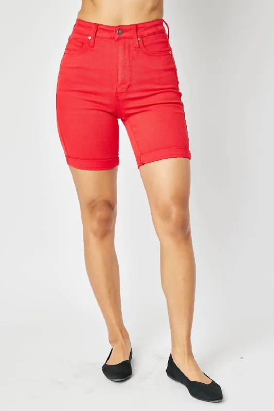 Sustainable fashion for stylish women   Robbin Bermuda Shorts In Red