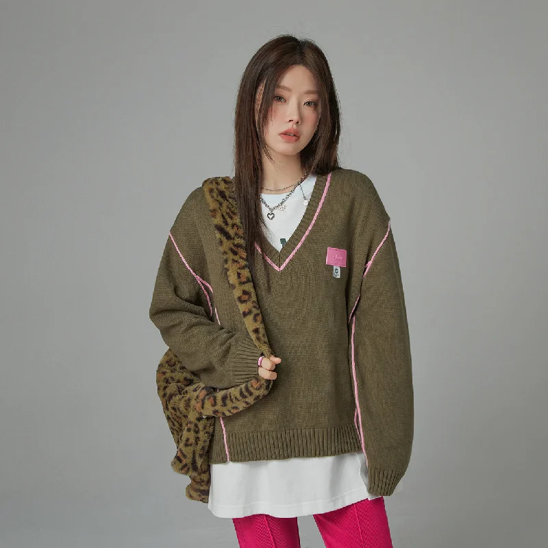 Refresh your closet with chic and comfy styles   Deep V-Neck Knit Sweater