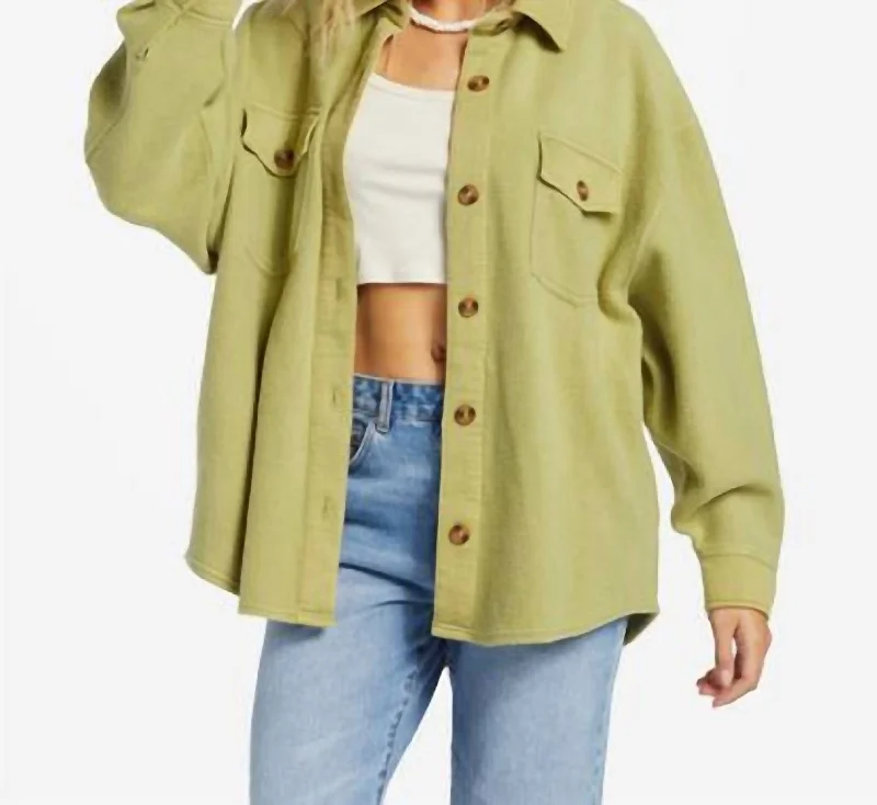 Elevate your look with premium women’s wear   Anytime Shacket In Avocado