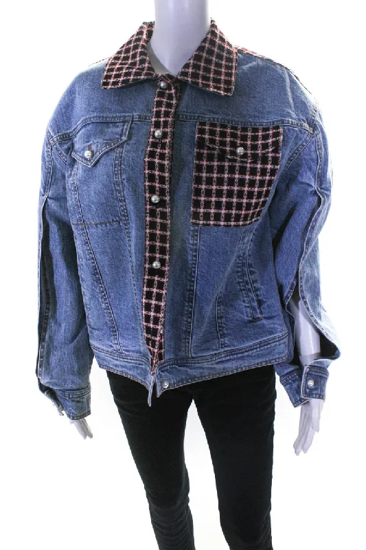 Dress to impress with elegant women’s wear Hellessy Womens Akio Padded Denim Jacket with Sleeve Slits Chocolate Dress to impress with elegant women’s wear Hellessy Womens Akio Padded Denim Jacket with Sleeve Slits Chocolate