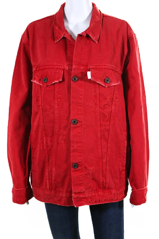 Dress up or down with these versatile pieces   Off-White Red Denim Jacket