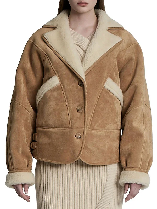 Sleek and sophisticated fashion for modern women   Womens Faux Suede Long Sleeves Faux Fur Coat