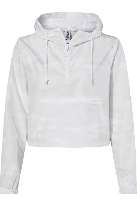 Affordable stylish women’s fashion collection   Independent Trading Co. Women´s Lightweight Quarter-Zip Pullover Crop Windbreaker