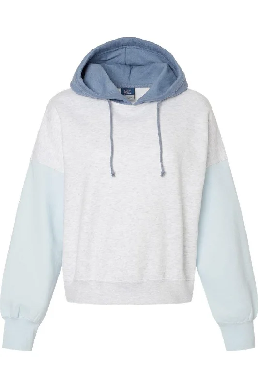 Comfortable yet stylish outfits for women on the go   MV Sport Women´s Sueded Fleece Colorblocked Crop Hooded Sweatshirt
