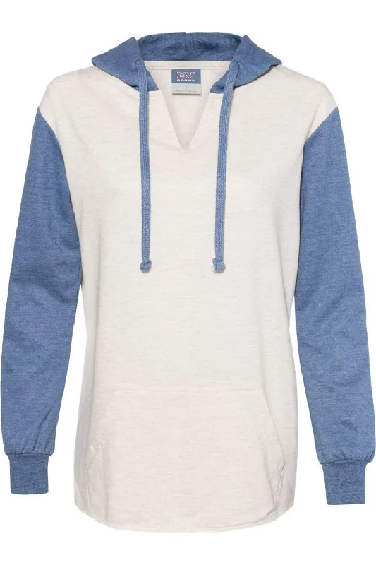 Sporty-chic women’s apparel for active lifestyles MV Sport Womens French Terry Hooded Pullover with Colorblocked Sleeves Sporty-chic women’s apparel for active lifestyles MV Sport Womens French Terry Hooded Pullover with Colorblocked Sleeves