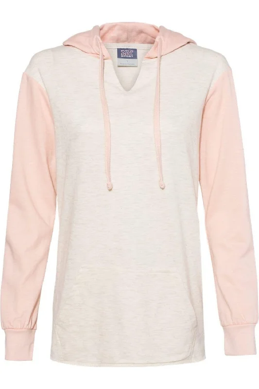 Stylish women’s clothing designed for comfort MV Sport Womens French Terry Hooded Pullover with Colorblocked Sleeves Stylish women’s clothing designed for comfort MV Sport Womens French Terry Hooded Pullover with Colorblocked Sleeves
