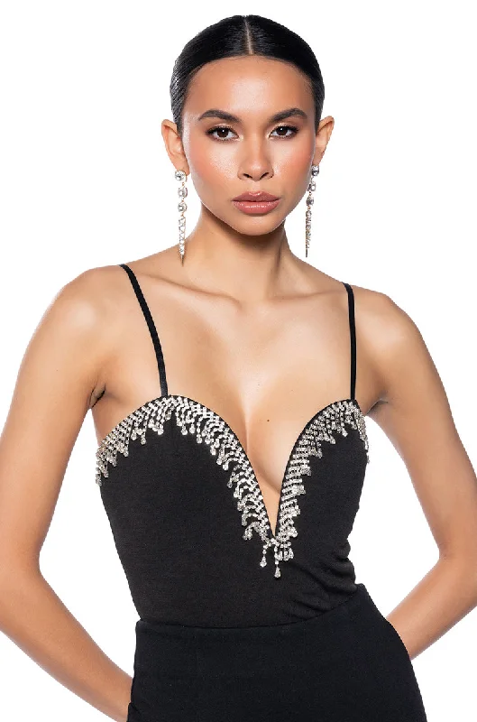 Everyday essentials for a stylish wardrobe   NUMBER ONE EMBELLISHED DEEP V BODYSUIT