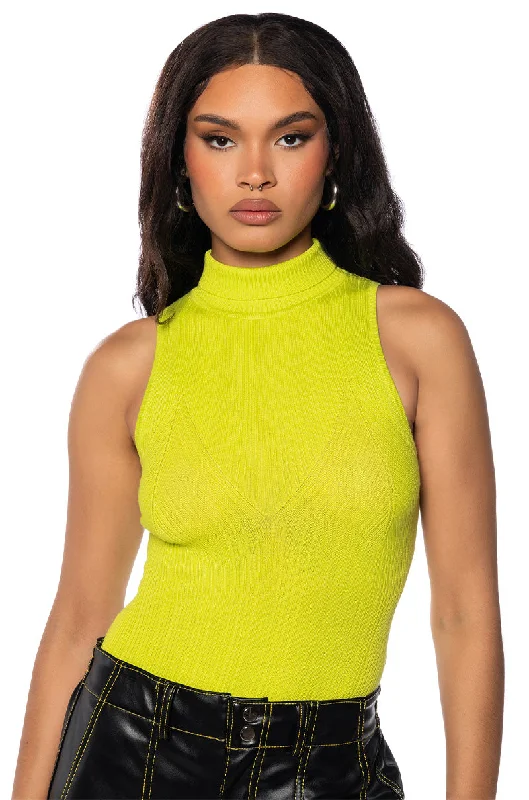 Timeless women’s fashion for any occasion PAXTON SLEEVELESS SEXY TURTLENECK RIB BODYSUIT IN LIME Timeless women’s fashion for any occasion PAXTON SLEEVELESS SEXY TURTLENECK RIB BODYSUIT IN LIME