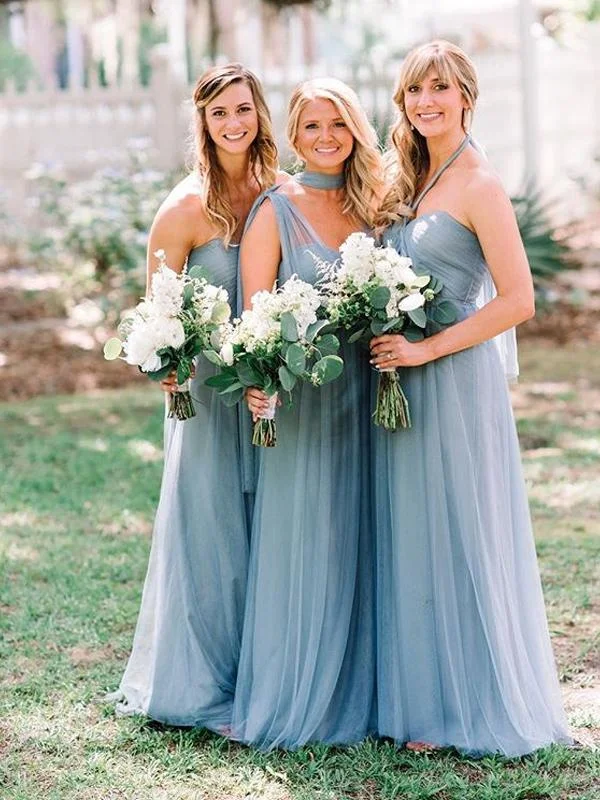 Effortlessly stylish outfits for the modern woman Convertible Long A-line Dusty Blue Tulle Bridesmaid Dresses Effortlessly stylish outfits for the modern woman Convertible Long A-line Dusty Blue Tulle Bridesmaid Dresses