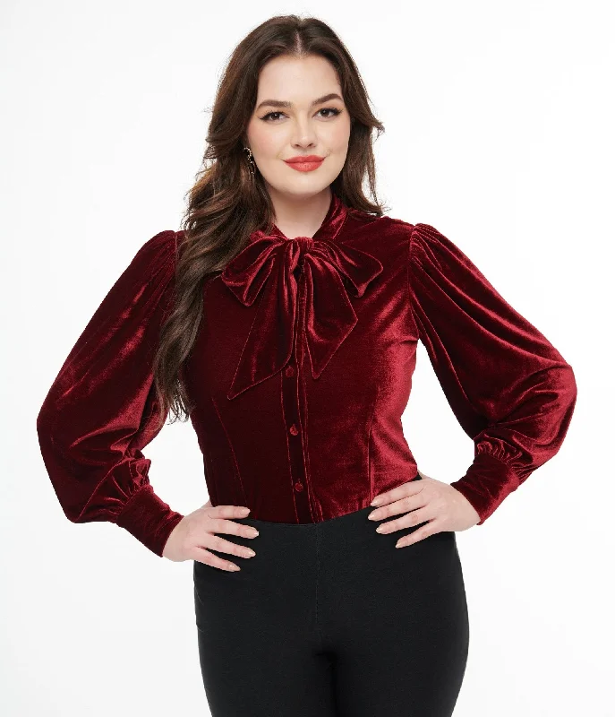 Fashion-forward styles that make a statement Unique Vintage 1950s Merlot Velvet Gwen Blouse Fashion-forward styles that make a statement Unique Vintage 1950s Merlot Velvet Gwen Blouse