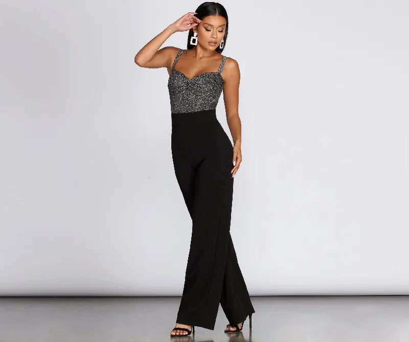 Summer-ready fashion for stylish women   Glitter Twist Front Jumpsuit