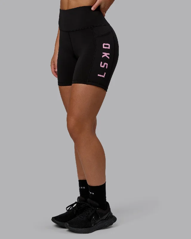 Summer-ready fashion for stylish women   Rep Mid-Length Shorts - Black-Bubblegum