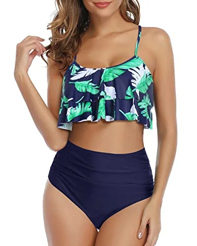Women’s clothing that fits your personality and style Sexy Ruffle High Waisted Ruched Women's 2 Piece Bikini Set-Blue Leaf Women’s clothing that fits your personality and style Sexy Ruffle High Waisted Ruched Women's 2 Piece Bikini Set-Blue Leaf